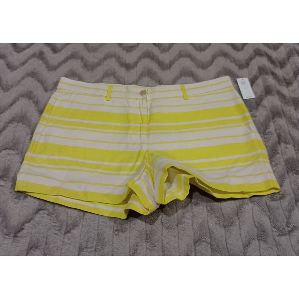 Gap Womens Size 8 Yellow White Stripe 100% Cotton Chino Shorts NWT
